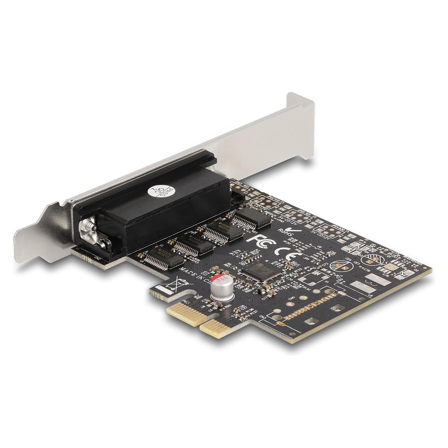 Kartë Zgjerimi Delock 66324, PCI Express 2.0 x1, 4x Serial RS-232 DB9, deri në 921.6Kbps, ASIX AX99100, UART 16C950, Low Profile + Full Height - 3