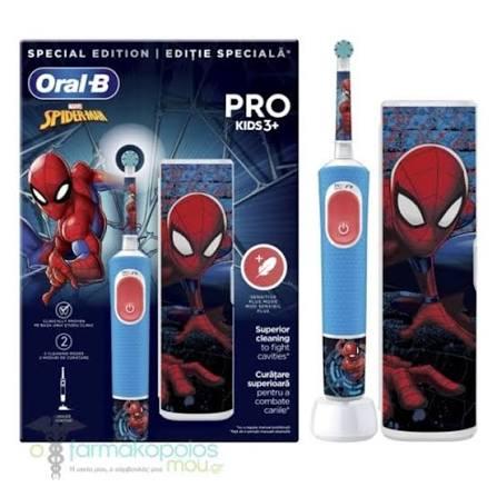 Furçë dhëmbësh elektrike për fëmijë Oral-B Pro Kids 3+ Spider-Man / me Etui-Kuqe/Blu