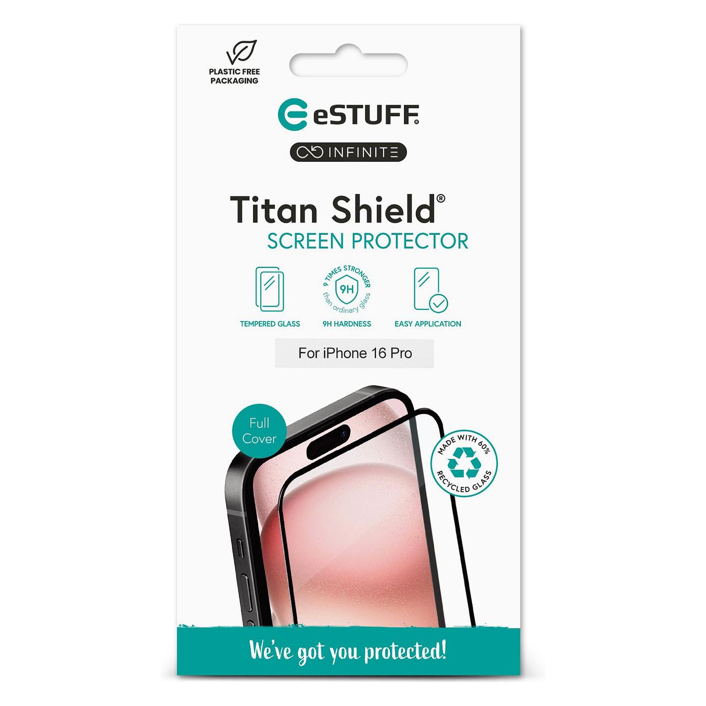 Mbrojtës për Ekran eSTUFF INFINITE, iPhone 16 Pro, Xham i Temperuar, 9H, Full Cover, Titan Shield - Transparent - 2