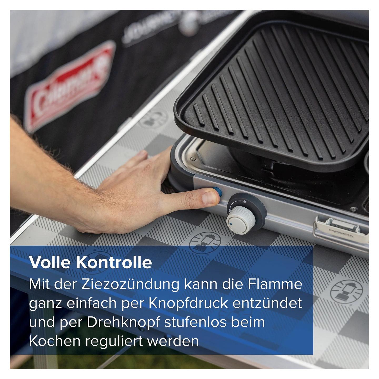 Grill me Gaz CAMPINGAZ Camping Kitchen 2 Grill & Go Caravan, 2 Djegësa, 4kW, Grill dhe Plancha, Ndezje Piezo - Zezë/Hiri - 7