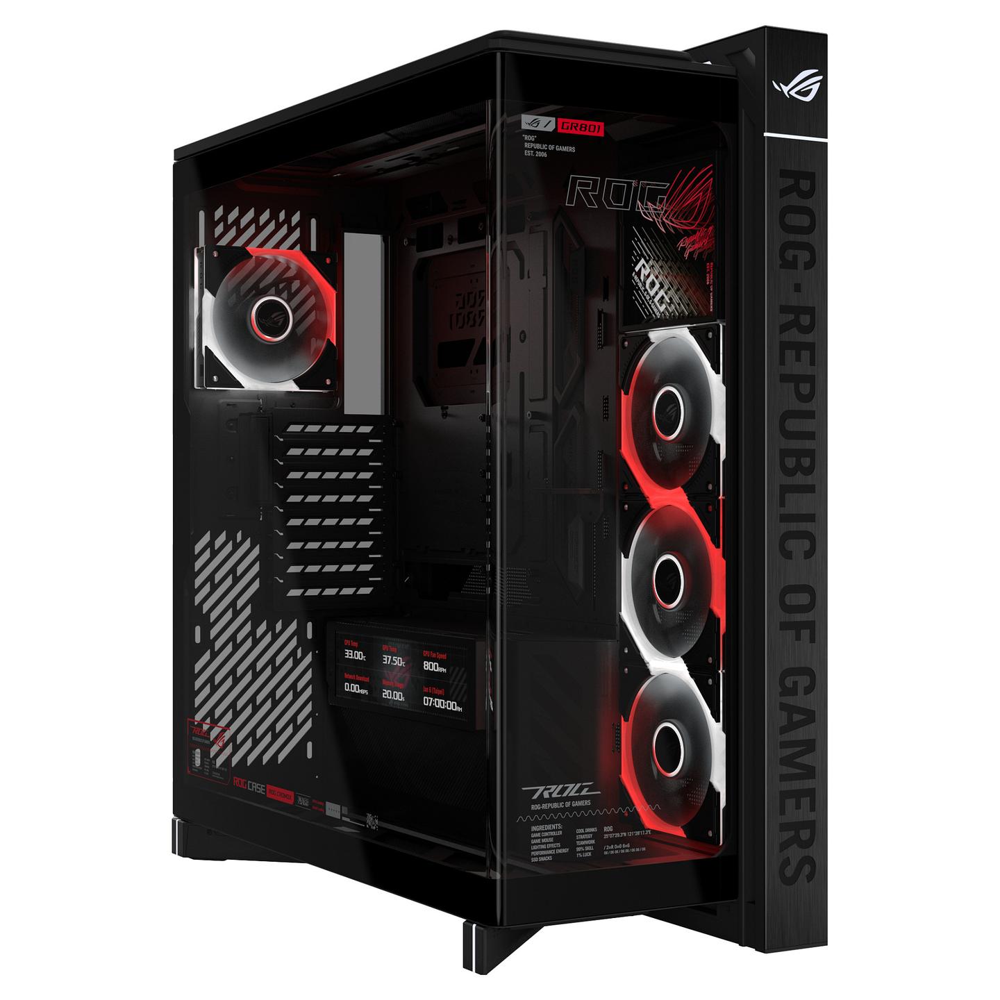 Kasë ASUS ROG CRONOX GR801 CURVE TG ARGB / Big-Tower / Xham i Temperuar / 4x120mm ARGB / EATX – Zezë - 3