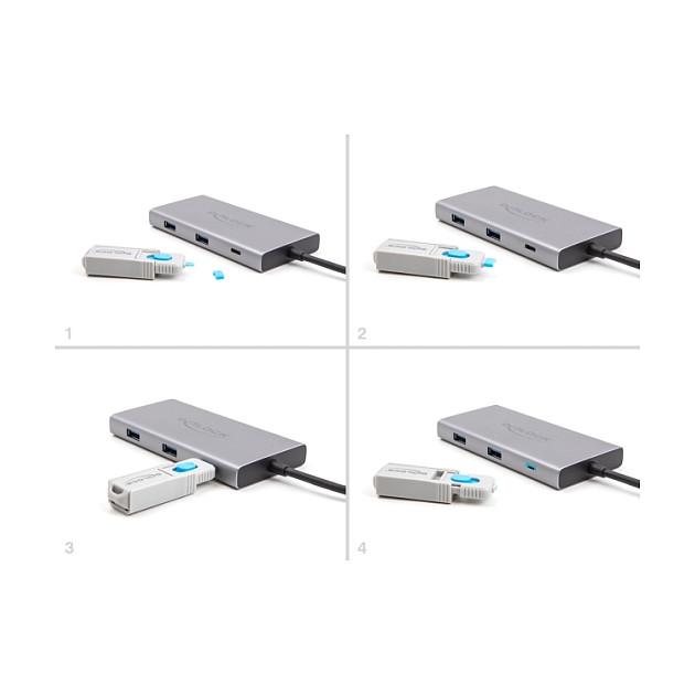 Bllokues për porta USB-C DeLOCK 20926, set me 5 copë, me vegël për zhbllokim - Blu - 4