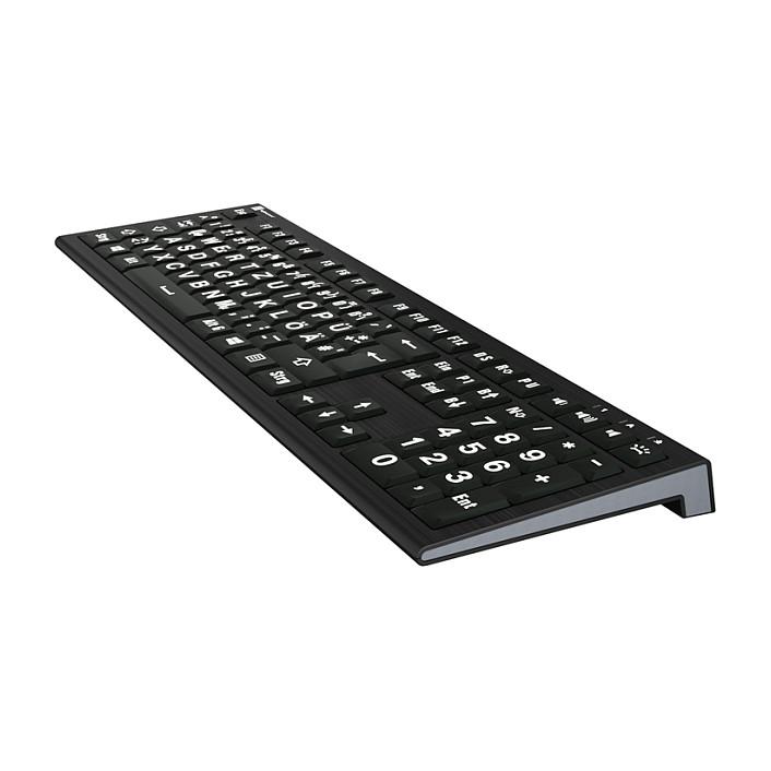 Tastierë Me kabllo Logickeyboard Largeprint ASTRA 2 / LKB-LPWB-A2PC-DE / 109 Keys / USB + USB 3.0 Hub / QWERTZ German / Backlit / Numpad - Zezë - 2