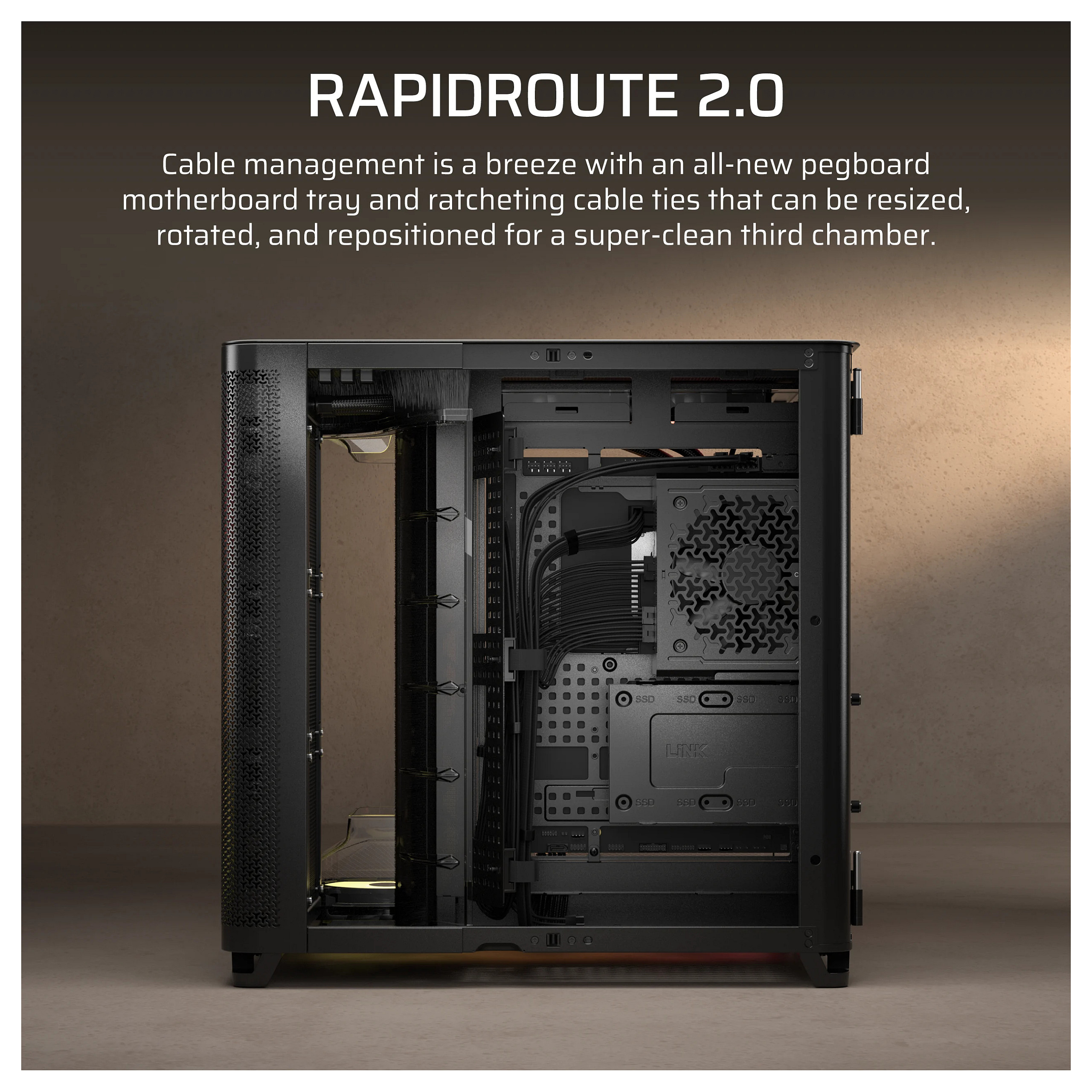 Kasë PC Corsair AIR 5400 RS-R ARGB / Midi Tower / E-ATX + ATX / 3x 120mm RS-R ARGB Fan / Tempered Glass - Zezë - 8