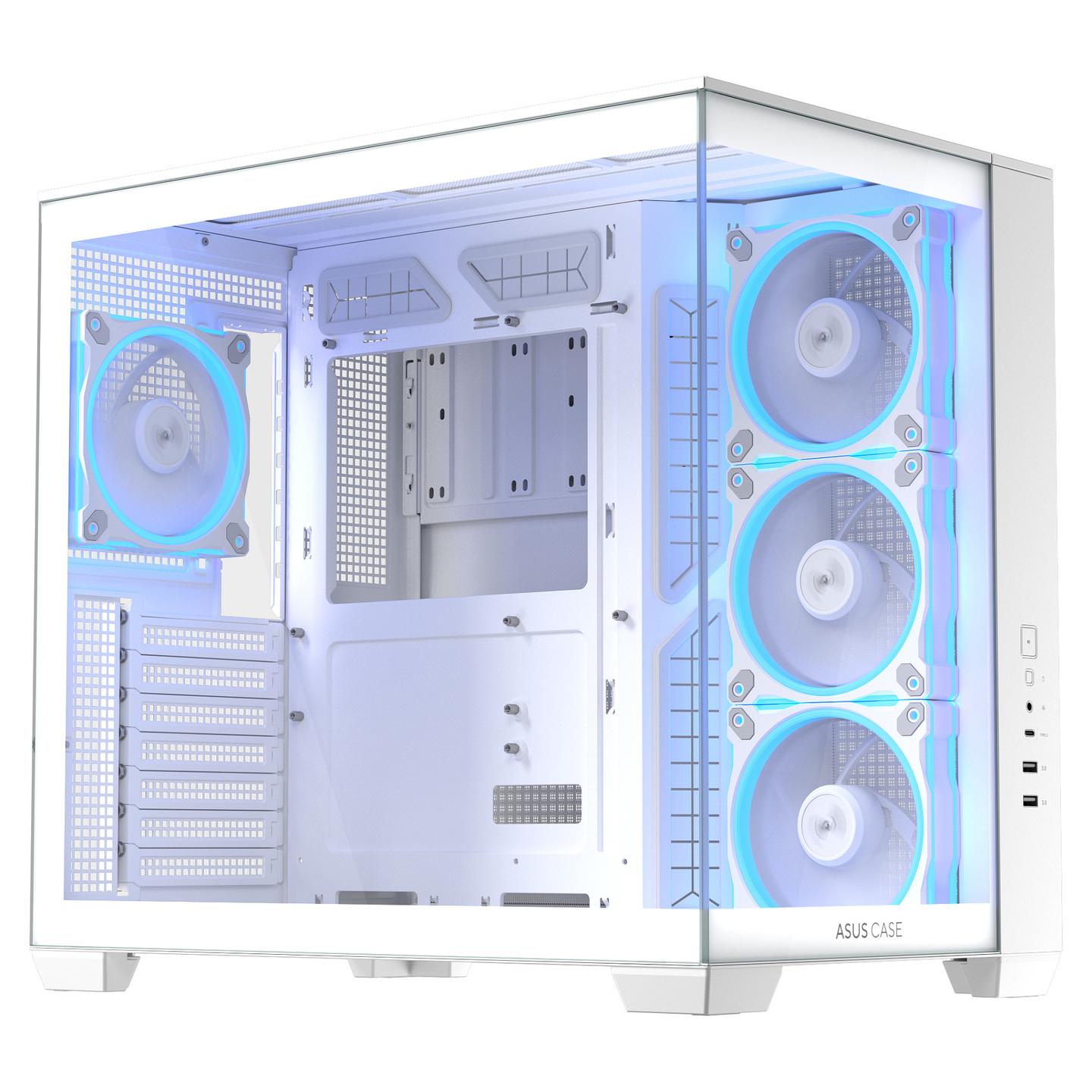 Kasë ASUS A32 Plus TG ARGB, Mid-Tower, ATX, Xham i Temperuar, 4x120mm ARGB, USB Type-C 10Gbps - Bardhë - 2