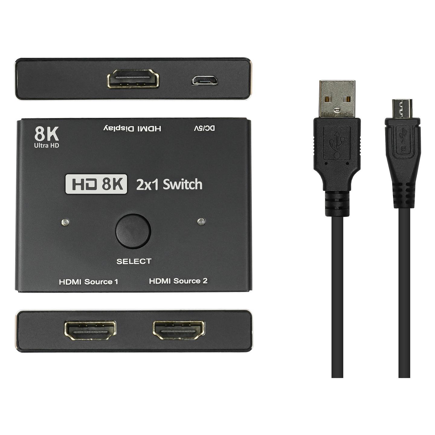 Switch HDMI Good Connections GC-M0261, 2 hyrje HDMI në 1 dalje, HDMI 2.1, 8K - Zezë - 4