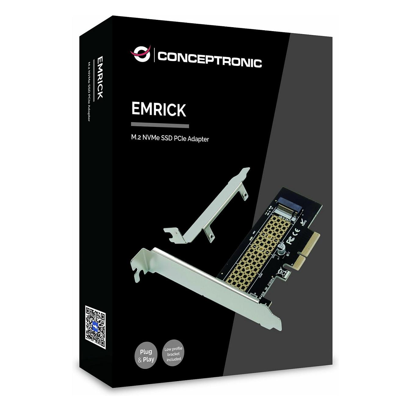 Kartë Zgjerimi Conceptronic EMRICK05B, PCI Express 3.0 x4, 1x M.2 NVMe, M-Key + B+M-Key, 32Gbps, Heatsink Silikoni - Zezë - 4