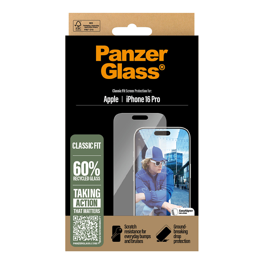 Mbrojtëse për ekran PanzerGlass / iPhone 16 Pro / Classic Fit - Transparente - 3