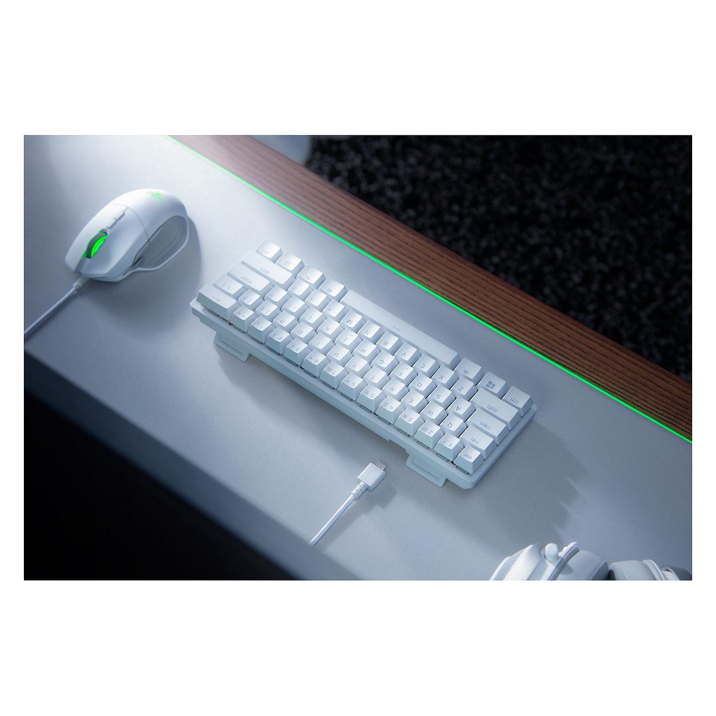 Tastierë Gaming Razer Huntsman Mini, Wired, 60%, Optical Switch, RGB Chroma, USB-C, PBT Doubleshot - Bardhë - 6