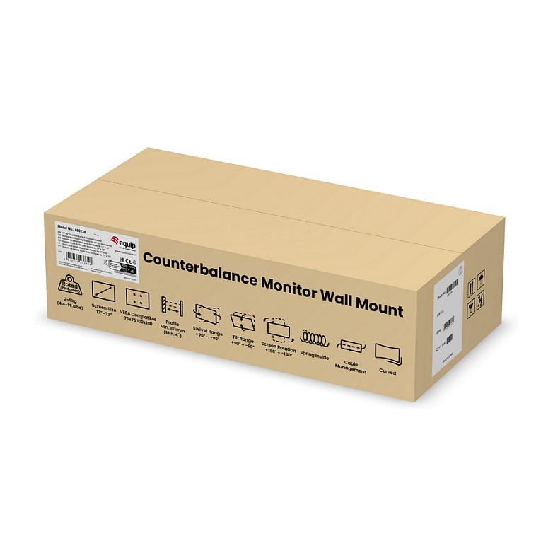 Mbajtëse Muri për Monitor Equip 650138 / 2 Monitorë / 17"-32" / 18kg / Full Motion / Tilt ±90° / Swivel ±90° - Zezë - 12