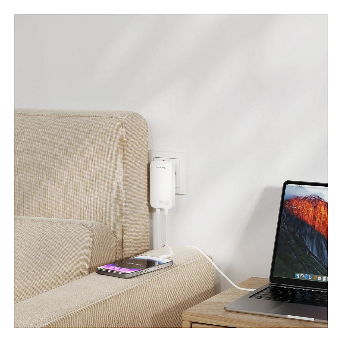 Karikues 4smarts 542045 / GaN / 45W / 2x USB-C / PD 3.0 / PPS - Bardhë - 2