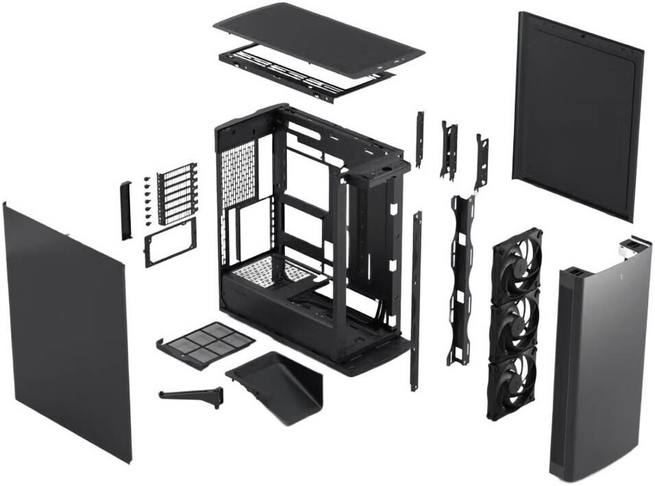 Kasë Fractal Design Define One, Mid-Tower, ATX, 3x Momentum 14, USB Type-C 20Gbps - Zezë - 8