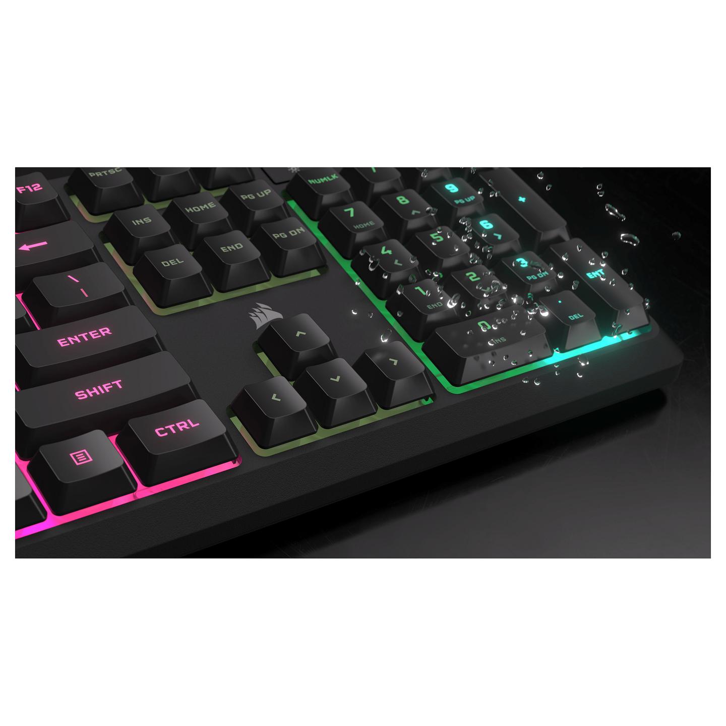 Tastierë Gaming Corsair K55 Core RGB / QWERTZ (DE) / Membrane / 110 Taste / 10-Zone RGB / 1000 Hz / 12-Key Rollover / 6 Makro / USB-A – Zezë - 9