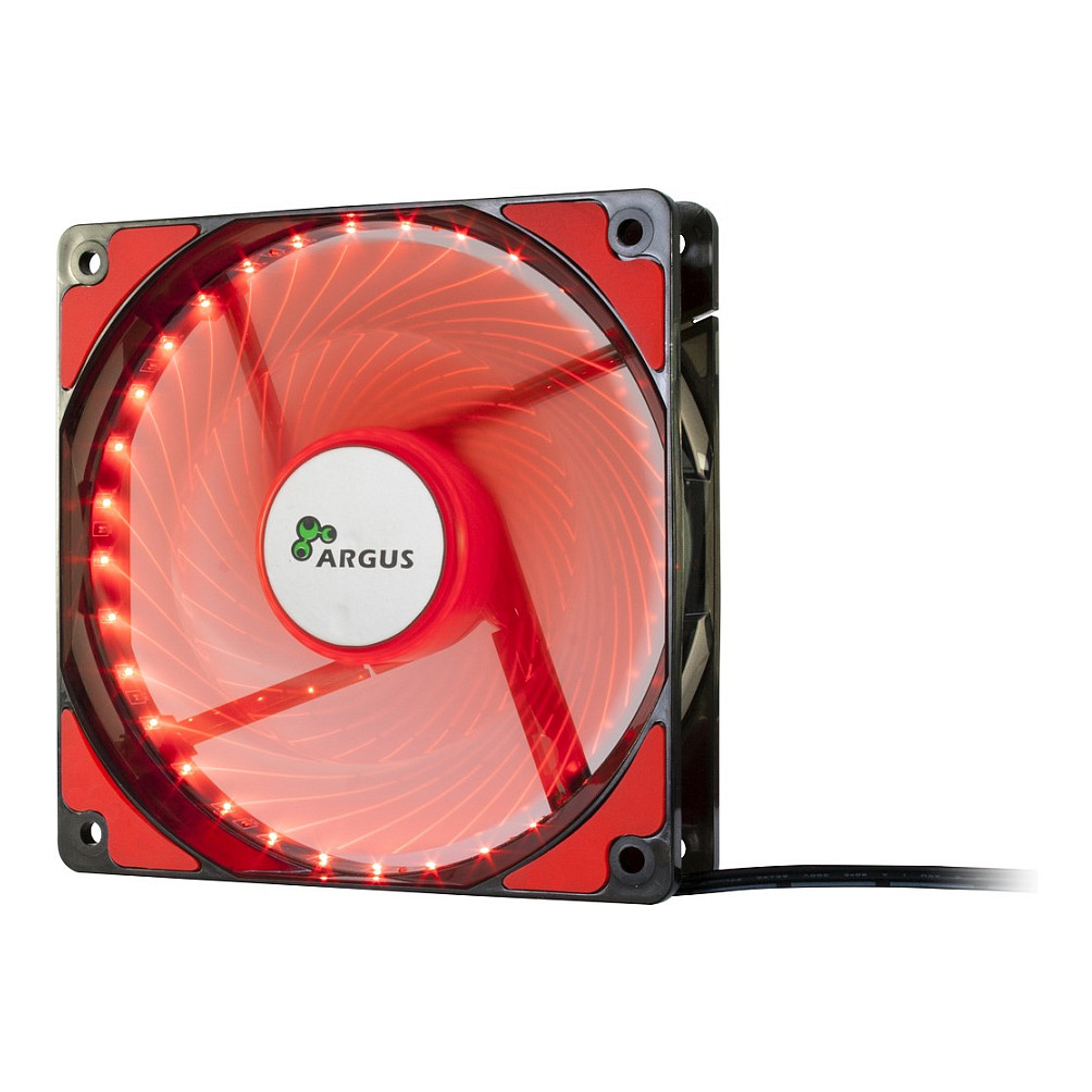 Ftohës për Kasë Inter-Tech Argus L-12025 RD / 120mm / 25mm / 1200 RPM / 59.46 m³/h / 20 dBA / 3-Pin / Molex 4-Pin – Kuqe