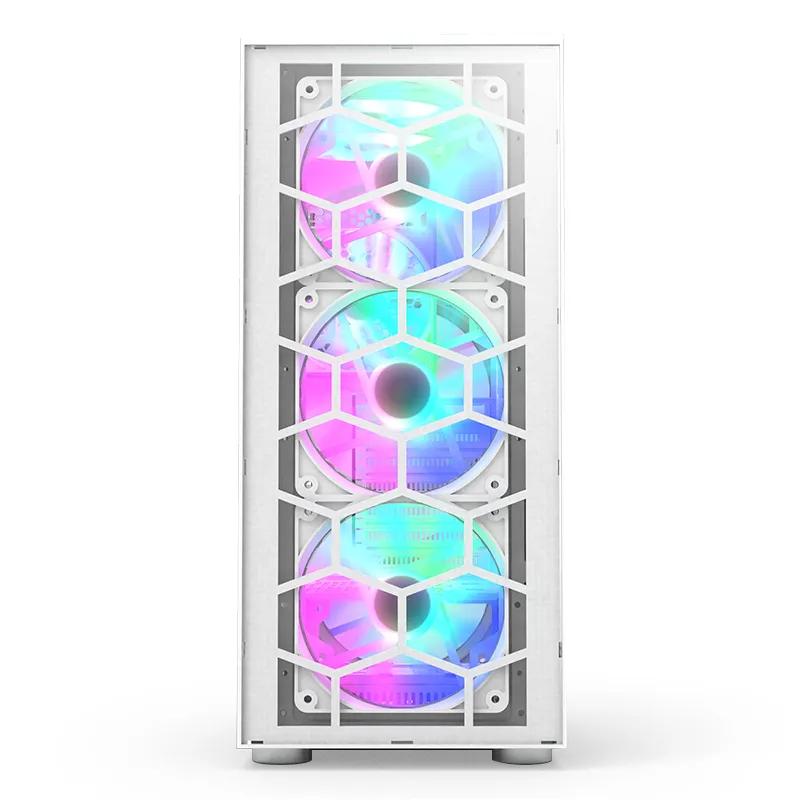 Kasë Montech X3 Glass White / ATX Mid-Tower / 3x140mm RGB (Para) + 2x120mm RGB (Sipër) + 1x120mm RGB (Prapa) / 3xUSB A / Xham i Temperuar – Bardhë - 5