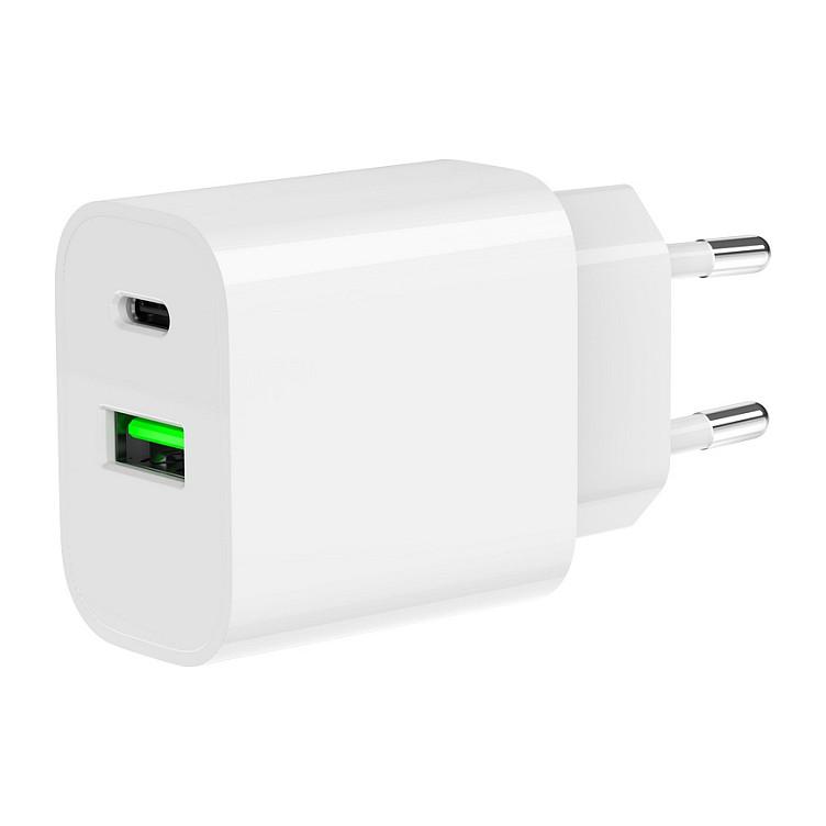 Adapter Gembird TA-UC-PDQC20-01-W / 20W / 1x USB-C PD 20W / 1x USB-A QC 3.0 20W / 2-Port – Bardhë