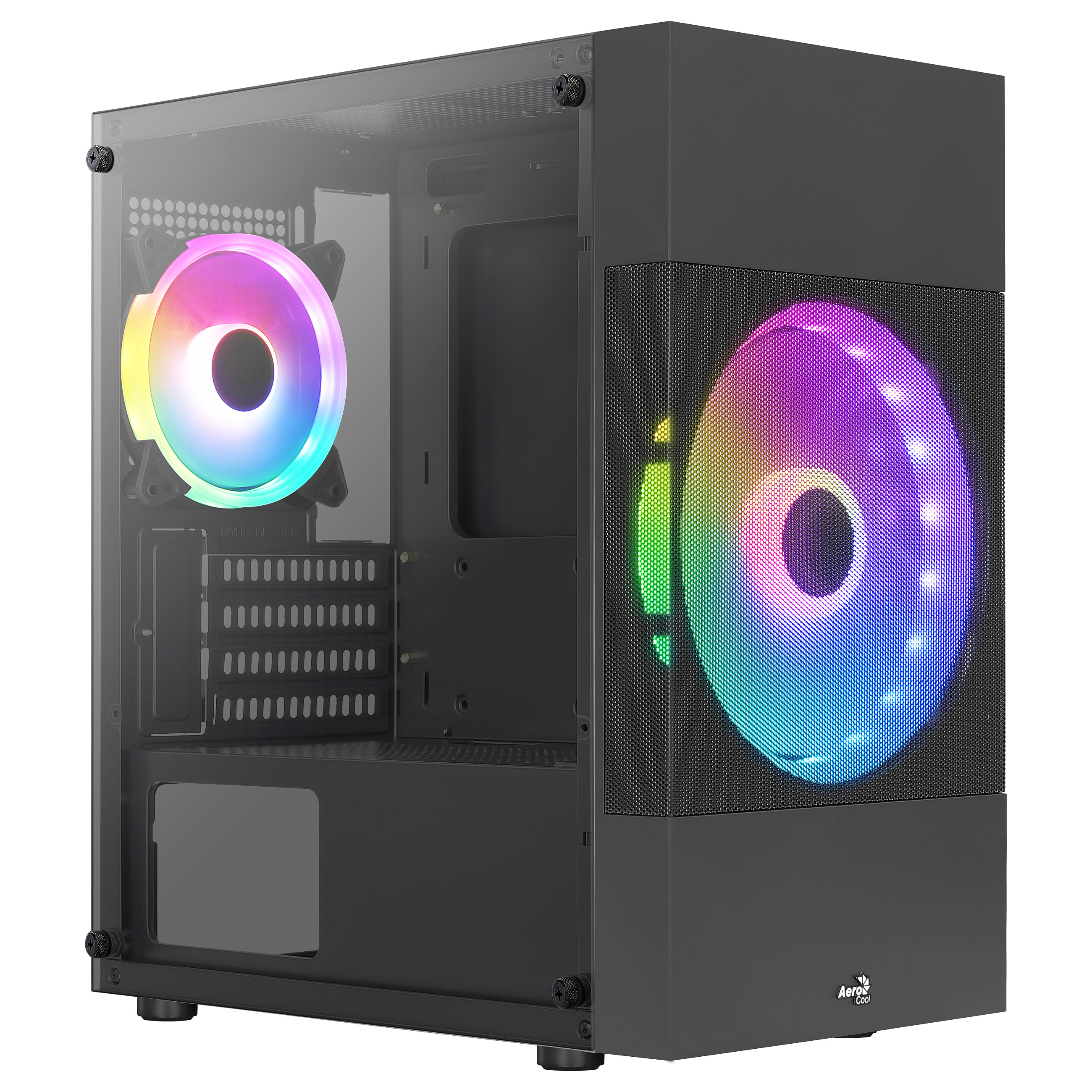 Kasë PC Aerocool Atomic Lite / Mini Tower / Micro-ATX + Mini-ITX / 1x 180mm + 1x 120mm Fan / Tempered Glass - Zezë - 4
