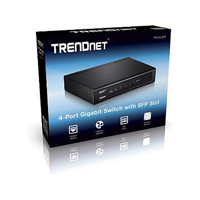 Switch TRENDnet TEG-S51SFP, 4x Gigabit Ethernet RJ45, 1x Gigabit SFP, 10Gbps - Zezë - 4