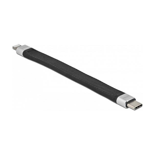 Kabllo USB DeLOCK 86941, USB Type-C në Lightning, 480 Mbps, 3 A, 13 cm - Zezë/Argjend