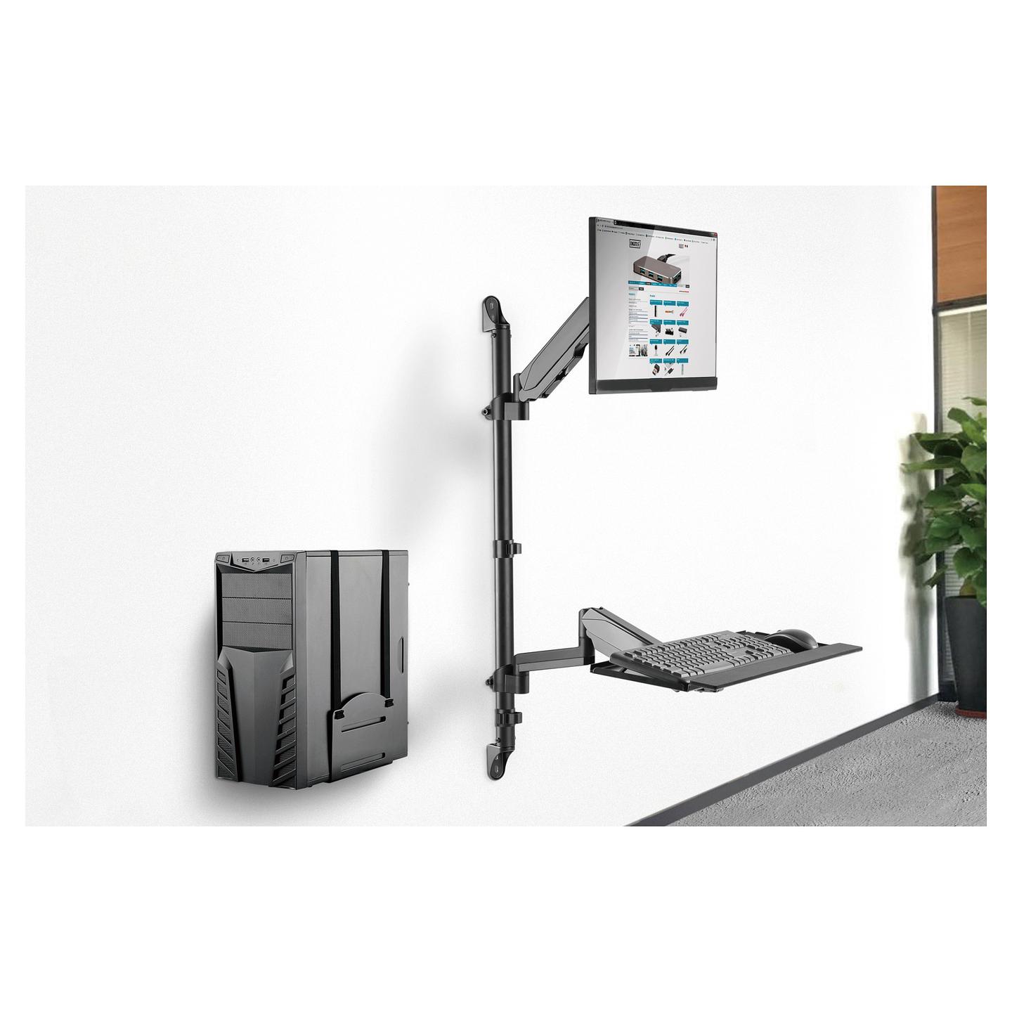 Mbajtëse për Monitor DIGITUS DA-90372 / 1 Monitor / 17"-32" / 8kg / VESA 75x75-100x100 / Montim në Mur / Sit-Stand - Zezë - 4