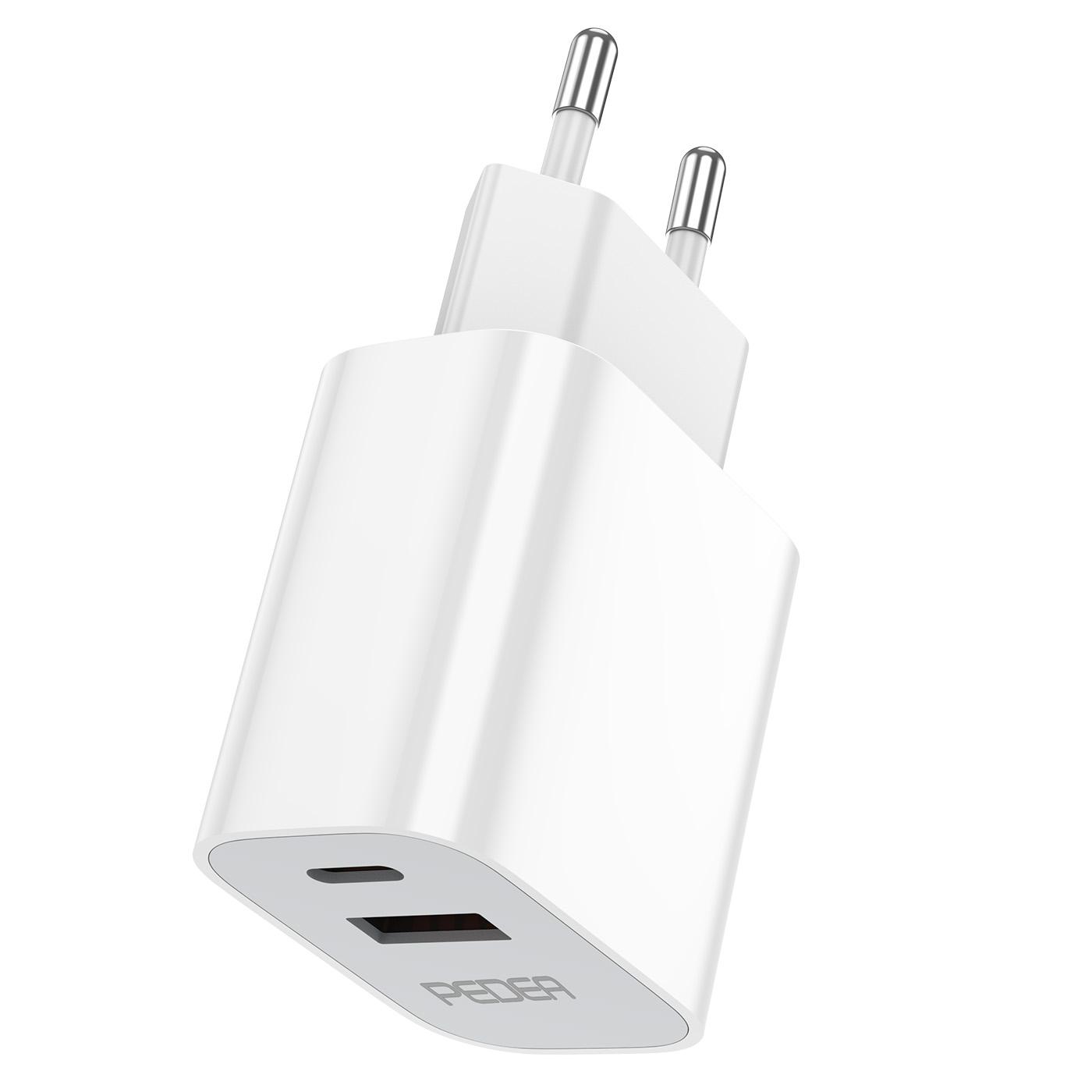Karikues PEDEA Dual, 20W, USB-C, USB-A, PD 3.0, PPS - Bardhë - 2
