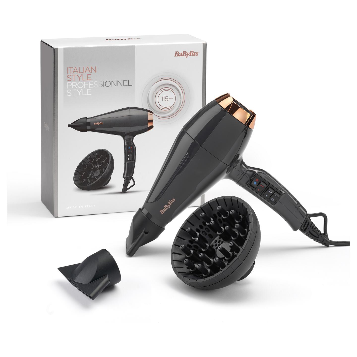 Tharëse për Flokë BaByliss 6719DE Air Pro 2200, 2200W, Motor AC, 2 Shpejtësi, 3 Temperatura, Jonizues, Difuzor - Zezë, Ari - 2