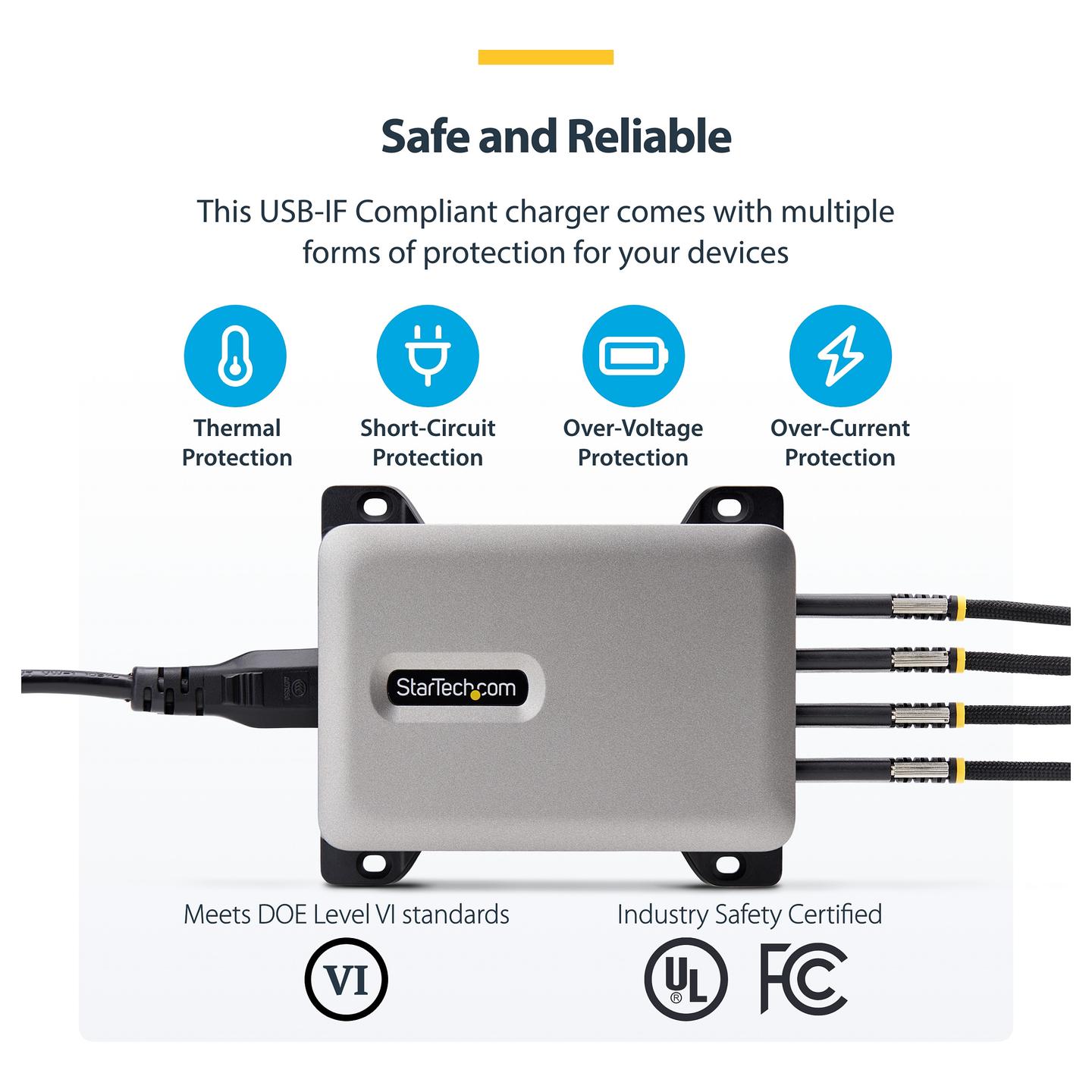 Karikues USB-C StarTech.com 424DEU-USB-C-CHARGER, 240W, 4x USB-C, 140W EPR, Power Delivery 3.1, GaN - Gri - 17