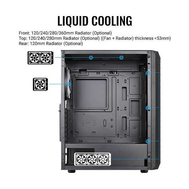 Kasë PC Aerocool Beam-G / Mini Tower / ATX / 1x 120mm Fan / Tempered Glass - Zezë - 15