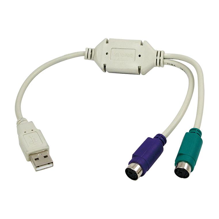 Kabllo USB LogiLink AU0004A / USB-A në 2× PS/2 / 0.2 m - Gri - 2