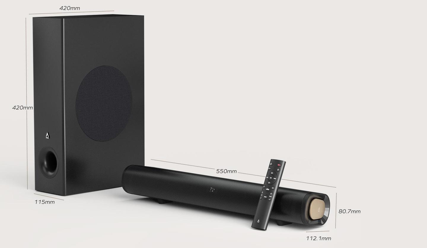 Altoparlantë Creative Stage Pro / 51MF8495AA000 / Soundbar 2.1 / Dolby Audio / 80W RMS / Bluetooth / HDMI ARC / USB-C – Zezë - 3