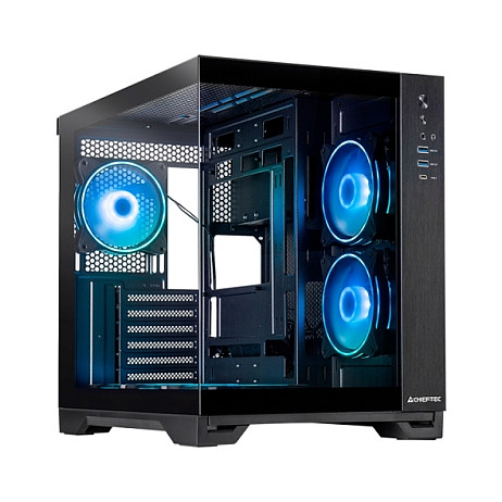 Kasë PC Chieftec Visio GM-30B-TG-OP / Cube / Tempered Glass / 6x 120mm Fan - Zezë - 2