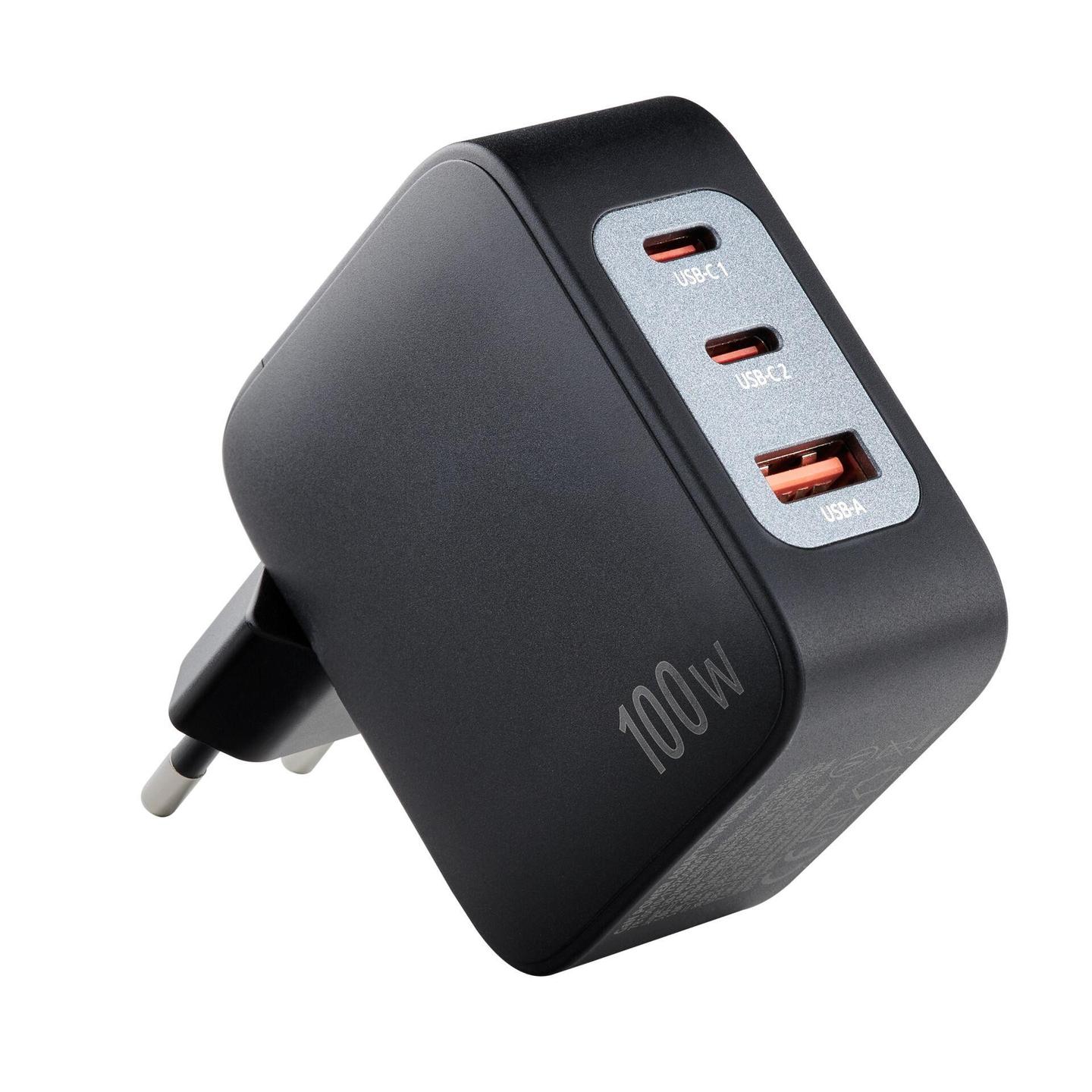 Kabllo & Adapter Intenso W100ACC+C520C / GaN / 100W / 2x USB-C / USB-A / USB-C në USB-C / 2m - Zezë - 2