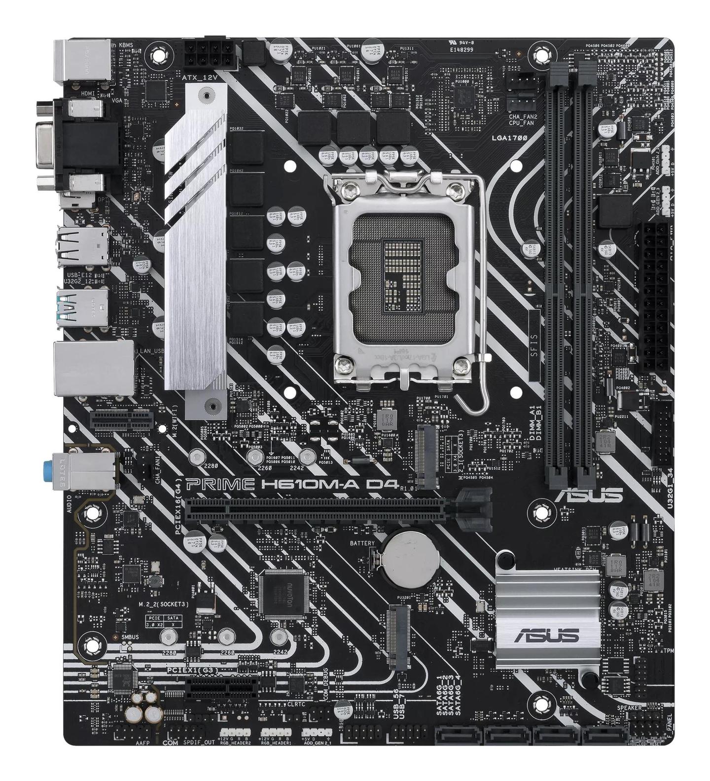 Pllakë Amë ASUS PRIME H610M-A D4-CSM / LGA1700 / H610 / DDR4 / Micro-ATX / DP+HDMI+D-Sub / 1GbE LAN - 2