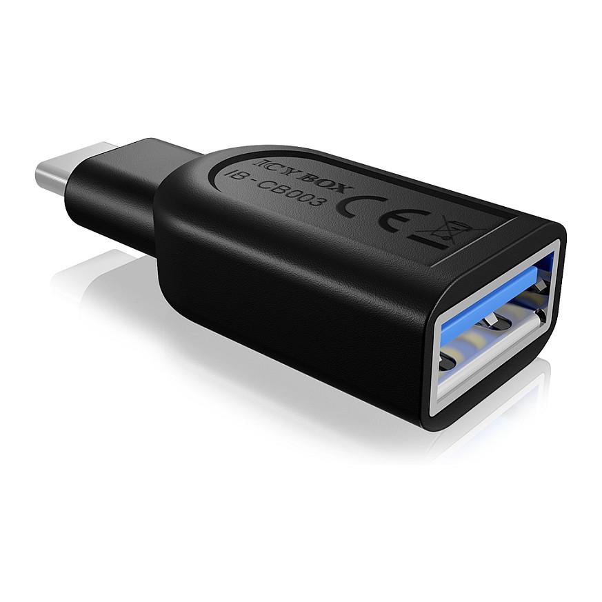 Adapter ICY BOX IB-CB015 / USB-A Mashkull → USB-C Femër / USB 3.1 Gen 2 / 10 Gbit/s - Zezë
