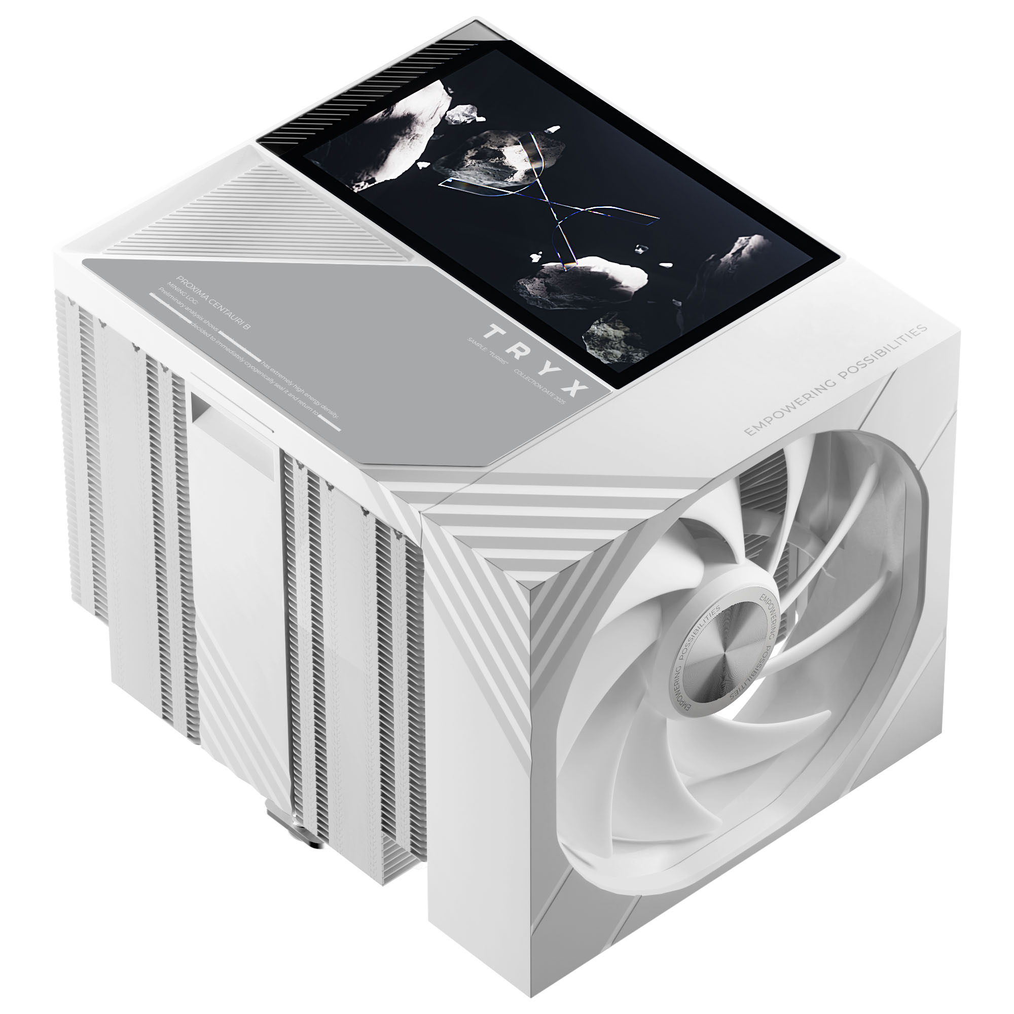 Ftohës për Procesor TRYX TURRIS T620 / Dual Tower / 280W TDP / 6× Heatpipe / 2×120mm PWM Fan / 5" IPS Display / AM4/AM5 / LGA1700/1851 – Bardhë - 2