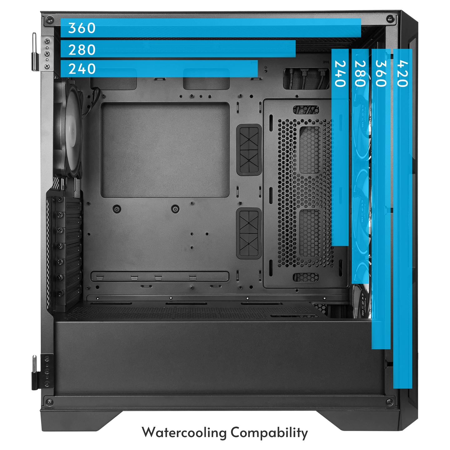 Kasë Chieftec APEX LUMO Mesh GA-01B-L-OP, Midi-Tower, E-ATX, 4x140mm ARGB, Xham i Temperuar, USB Type-C - Zezë - 12