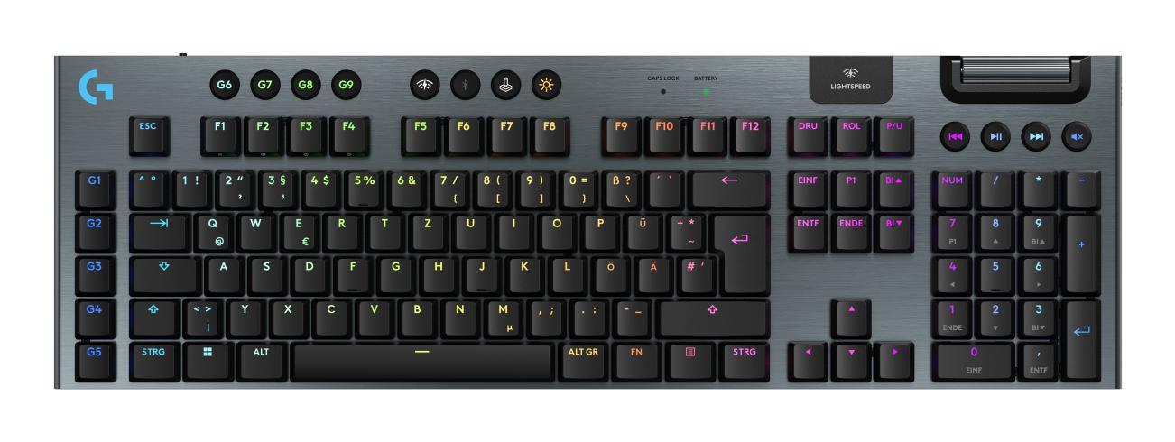Tastierë Gaming Logitech G915 X LIGHTSPEED / 920-012671 / Wireless / Bluetooth 5.0 + 2.4GHz / GL Tactile / Low Profile / LIGHTSYNC RGB / QWERTZ DE – Zezë