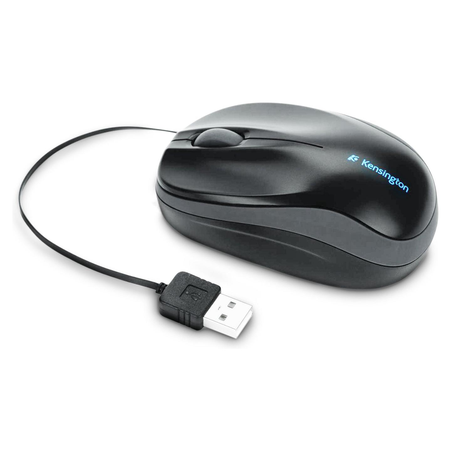 Maus me Kabllo Kensington Pro Fit Retractable Mobile / Optik / 1000 DPI / 3 Butona / USB / Kabllo e Tërheqshme - Zezë - 4