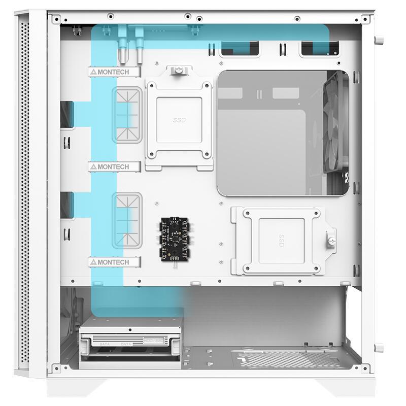 Kasë PC Montech AIR 100 ARGB / Mini Tower / Micro-ATX / 4x 120mm ARGB Fan / Tempered Glass – Bardhë - 7