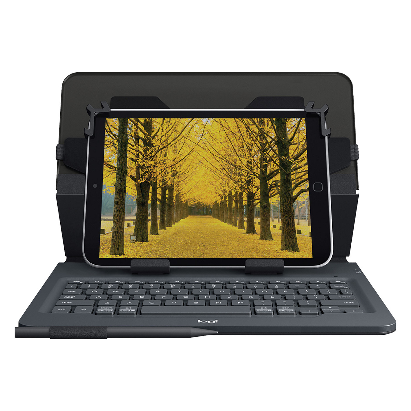 Tastierë për Tablet Logitech Universal Folio / 9–10" / Bluetooth 3.0 / AZERTY (FR) / 78 Taste / 4-Pikësh Grip / Mbajtëse Stilolapsi – Zezë - 15