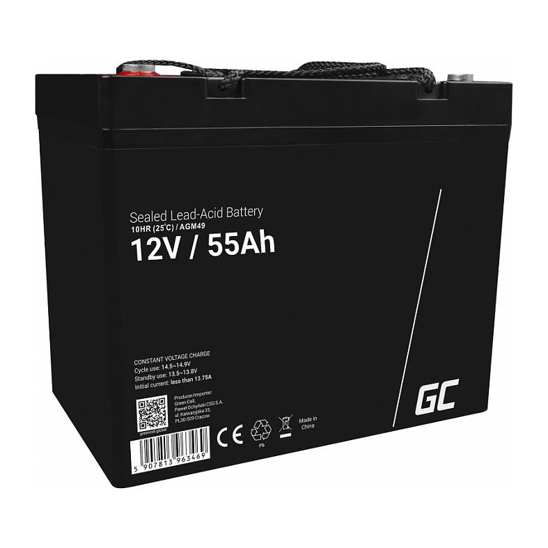 Bateri Green Cell AGM49, AGM, 12 V, 55 Ah