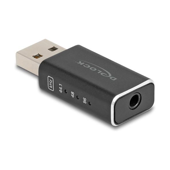 Përshtatës Audio USB DeLOCK 68001, USB 2.0 Type-A, Jack 3.5mm, 24-bit/96kHz - Zezë