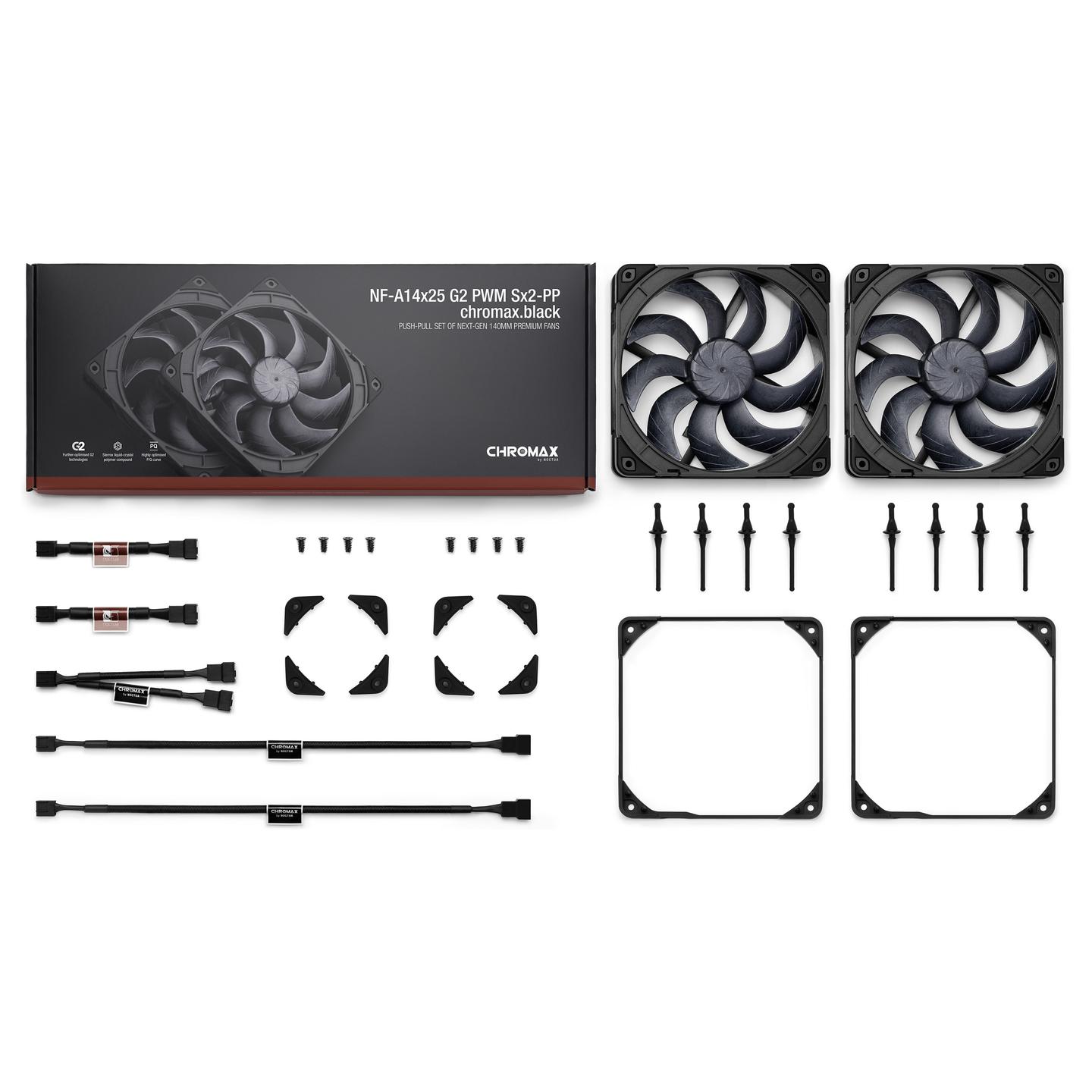 Ftohës për Kasë Noctua NF-A14x25 G2 / 140mm / 1500 RPM / PWM / 2-Pack – Zezë - 8