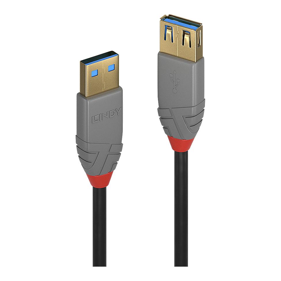 Kabllo USB LINDY 36760, USB 3.2 Gen 1, USB-A Mashkull në USB-A Femër, 5Gbps, 0,5m - Zezë