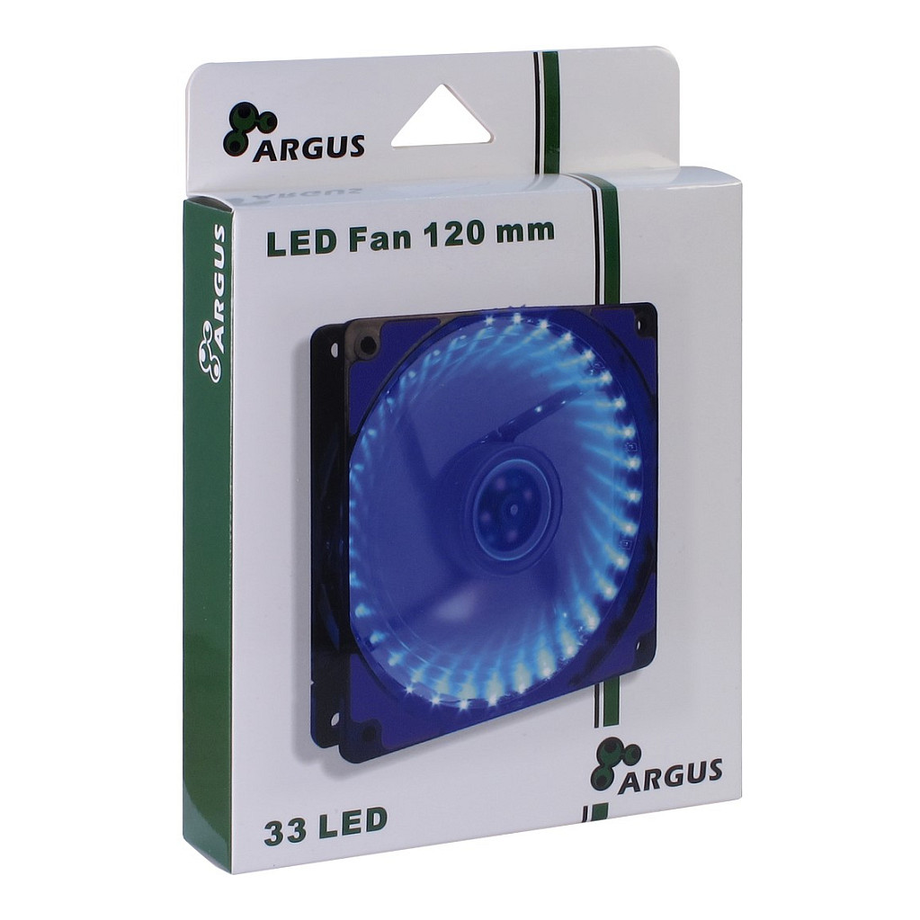 Ftohës për Kasë Inter-Tech Argus L-12025 BL / 120mm / 25mm / 1200 RPM / 59.46 m³/h / 33 LED / 3-Pin / Molex 4-Pin – Blu - 4