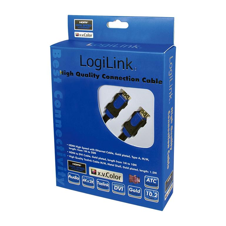 Kabllo HDMI LogiLink CHB1101 / HDMI në HDMI / 1m / HDMI 1.4 / 4K 30Hz / High Speed / Ethernet - Zezë/Blu - 3