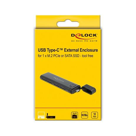 Këllëf për SSD Delock 42635, M.2 NVMe + SATA, USB-C 3.2 Gen 2, 10Gbps, Realtek RTL9210B - Zezë - 3