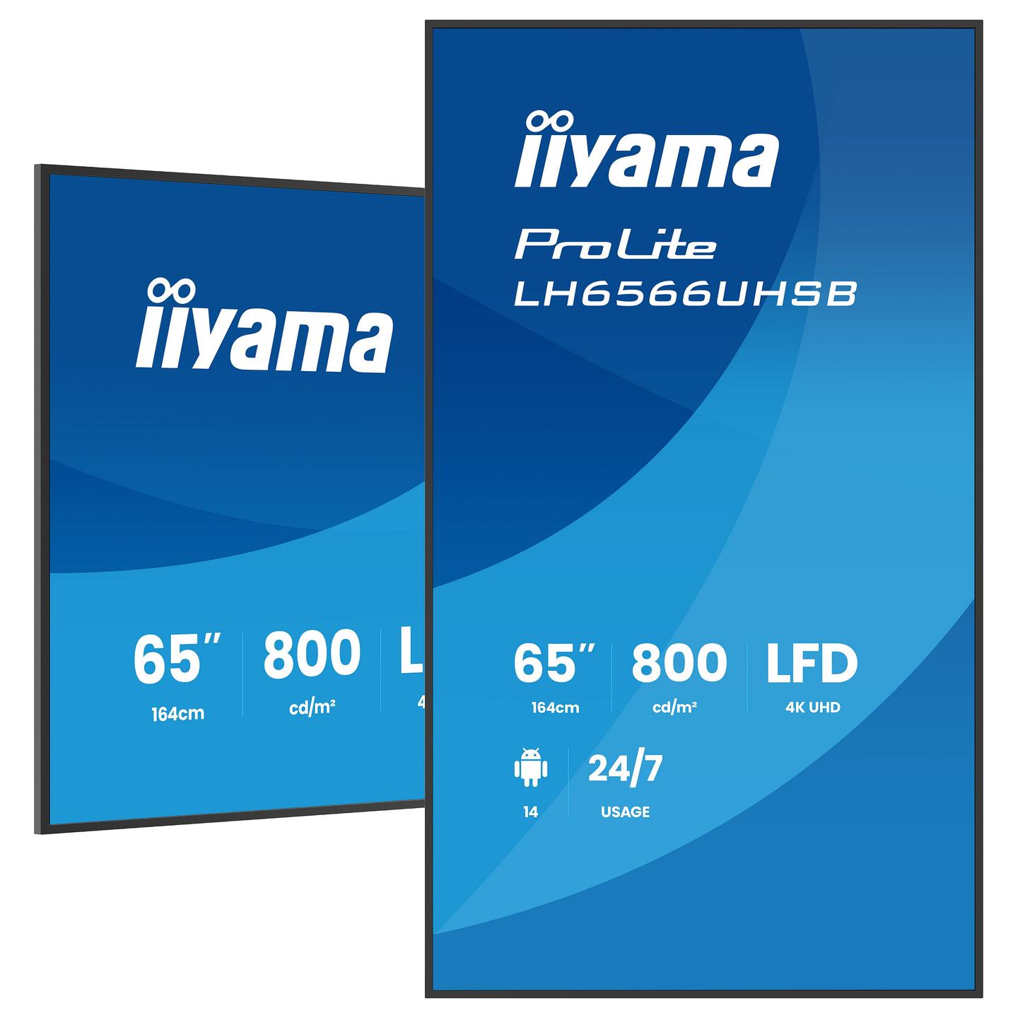 Digital Signage iiyama ProLite LH6566UHSB-B1AG, 65", 4K UHD, VA, Wi-Fi, 2xHDMI, DisplayPort, USB - Zezë - 4