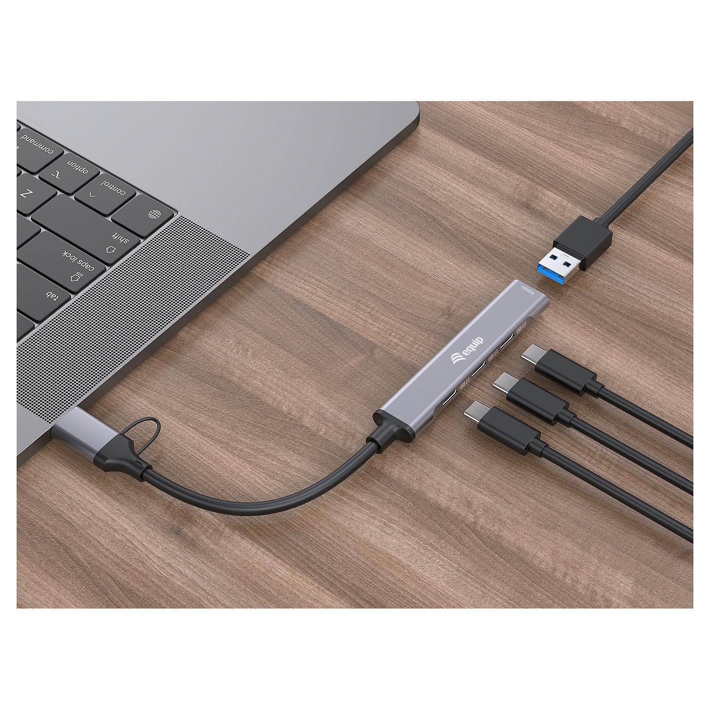 Hub Equip 128969, 3x USB-C, 1x USB-A, USB 3.2 Gen 1, 5Gbps - Gri - 3