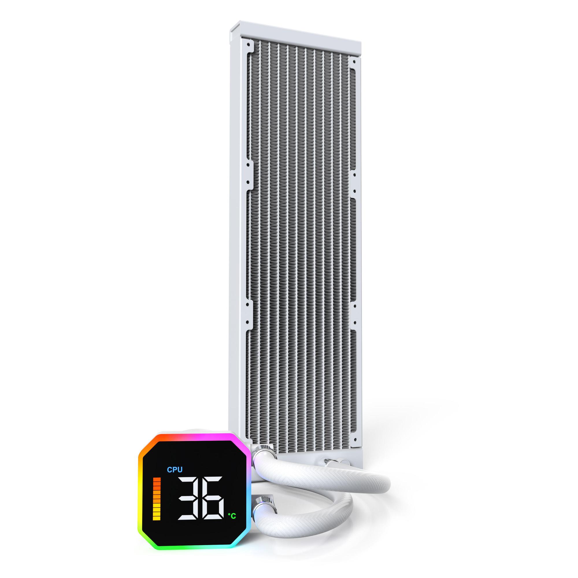 Ftohës me ujë për procesor Montech HyperFlow Digital 360 / 360mm / 3x 120mm ARGB Fan / 800-2200 RPM / Digital Display – Bardhë - 5
